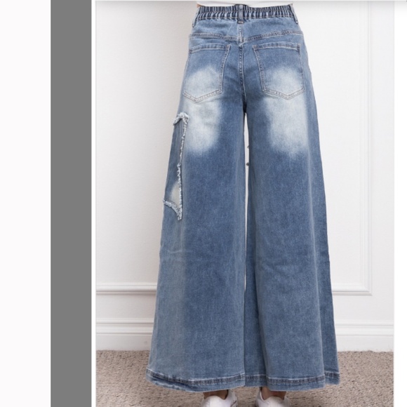 ❤️ BLUE VELVET “ ALBANY “ BLUE VELVET DENIM PANTS WITH STAR PATCH DETAIL 91 - Picture 4 of 4